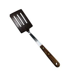 Vintage Robinson Stainless USA Slotted Spatula Mid Century Brown 1950s Utensil